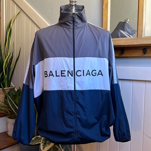 BALENCIAGA Colorblocked Cotton Oversized Track Jacket - Picture 16 of 16
